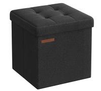 SONGMICS Tabouret de Rangement, Petit Pouf Pliable, 30 x 30 cm, Repose-Pieds Cubique avec Rangement, Charge jusqu'à 130 kg, pour Salon, Chambre, Dortoir, Noir d'encre LSF028B01