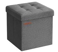 SONGMICS Tabouret de Rangement, Petit Pouf Pliable, 30 x 30 cm | Repose-pieds Cubique, Charge jusqu'à 130 kg, pour Salon, Chambre, Dortoir, Gris Foncé, Collection MINOTA LSF028G01