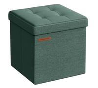 SONGMICS Tabouret de Rangement, Petit Pouf Pliable, 30 x 30 x 30 cm | Repose-pieds Cubique, Charge jusqu'à 130 kg, pour Salon, Chambre, Dortoir, Vert forêt, Collection MINOTA LSF028C01