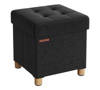 SONGMICS Tabouret de Rangement, Petit Pouf Pliable, 38 x 38 x 40 cm, Repose-Pieds Cubique avec Rangement, Charge jusqu'à 300 kg, pour Salon, Chambre, Dortoir, Noir d'encre LSF014B11