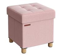 SONGMICS Tabouret de Rangement, Petit Pouf Pliable, 38 x 38 x 40 cm, Repose-Pieds Cubique avec Rangement, Charge jusqu'à 300 kg, pour Salon, Chambre, Dortoir, Rose Bonbon LSF014P11
