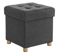SONGMICS Tabouret de Rangement, Petit Pouf Pliable, 38 x 38 x 40 cm, Repose-Pieds Cubique avec Rangement, Charge jusqu'à 300 kg, pour Salon, Chambre, Dortoir, Gris Ardoise LSF14GYZ