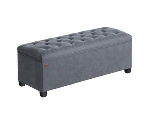 SONGMICS Tabouret de Rangement, Pouf, Repose-Pieds, 40 x 110 x 40 cm, Bout de Lit Cubique avec Rangement, Charge jusqu'à 300 kg, pour Salon, Chambre, Entrée, Gris Ardoise LSF089G01
