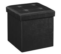 SONGMICS Tabouret Pouf Coffre Boîte de Rangement Repose-Pied Cube Siège Pliable Gagner de l'espace Noir 38 x 38 x 38 cm LSF30B