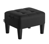 SONGMICS Tabouret, Repose-Pieds, en Tissu Façon Lin, Pouf, Rembourrage Épais, Capacité de Charge 150 kg, pour Salon, Chambre, Entrée, Noir d’Encre LOM502B01