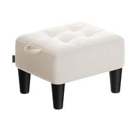 SONGMICS Tabouret, Repose-Pieds, en Velours, Pouf, Rembourrage Épais, Capacité de Charge 150 kg, pour Salon, Chambre, Entrée, Beige Cappuccino et Noir d’Encre LOM501W01