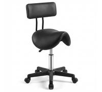 SONGMICS Tabouret Selle, Tabouret à roulettes Ergonomique en Cuir PU, Réglable en Hauteur, Pivotant à 360°, 56 x 56 x 68.5-82.5 cm, Noir, pour Bureau, Salon, Collection Activo OSC015B101