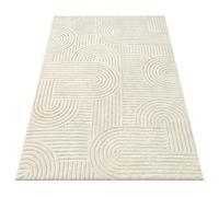 SONGMICS Tapis de Salon Géométrique à Relief 3D, Polyester et Caoutchouc TPR, Lavable en Machine, Dos Antidérapant, 290 x 200 x 1 cm, Blanc Crème, pour Chambre, Entrée, Collection Hila TAR135WZ02