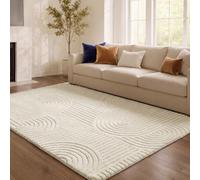 SONGMICS Tapis de Salon Géométrique à Relief 3D, Polyester et Caoutchouc TPR, Lavable en Machine, Dos Antidérapant, 230 x 160 x 1 cm, Blanc Crème, pour Chambre, Entrée, Collection Hila TAR134WZ02
