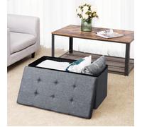 SONGMICS Tissu Tabouret Pouf Coffre Boîte Siège de Rangement Pliable Gagner de l'espace Gris Clair 76 x 38 x 38 cm LSF84GYX