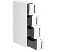 SONGMICS Tour de Rangement sur roulettes, Colonne de Cuisine,Étagère Plastique à 4 Niveaux, 45 x 17 x 84 cm, Blanc et Gris