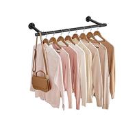 SONGMICS Tringle à vêtements murale, 1 pièce, capacité de charge 60 kg | Industriel, peu encombrant, 85 x 30 x 7 cm, montage facile, noir mat, Collection DALSON HSR140B01