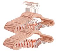 SONGMICS UCRF14PK24 Lot de 24 cintres en Velours avec Clips Amovibles de Couleur Or Rose, résistants, antidérapants, Peu encombrants, pour Pantalons, Jupes, Robes, Rose Clair