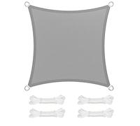 SONGMICS Voile d’Ombrage 2 x 2 m, Protection Solaire en Tissu HDPE, Respirant, Perméable à l’Eau, pour Terrasse, Jardin, Balcon, Camping, Carré, Concave, Cordes de 2 m, Gris Clair GSS22QY