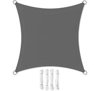 SONGMICS Voile d'ombrage 300 x 300 cm | Protection solaire | en polyester PES | 93% de la lumière du soleil empêche l'eau de pénétrer anthracite GSH033G01