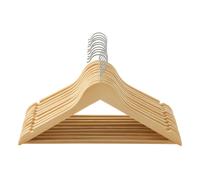 SONGMICSHOME Cintres en bois, lot de 10, encoches antidérapantes, crochet pivotant à 360°, pour costumes, chemises, couleur bois et argent