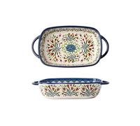 SONGYL-20249 Plat à cocotte Bol de cuisson à Double oreille, plat, ménage en céramique rétro vaisselle poignée bol salade profond Plaques de four(19.5cm)