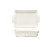 SONGYL-20249 Plat à cocotte Bol de cuisson for fromage et riz, rôtissoire domestique en céramique, grande, four à micro-ondes rectangulaire Double oreille Plaques de four(Blanc)