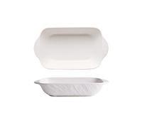 SONGYL-20249 Plat à cocotte Bol de cuisson rectangulaire à Double oreille, assiette, four, ustensiles micro-ondes, poêle en céramique, riz cuit au fromage Plaques de four(Blanc)