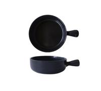 SONGYL-20249 Plat à cocotte Bol de riz cuit au four 500ML, bol à salade fruits en céramique, cuisson poignée unique, poêle, petit déjeuner domestique, assiette Plaques de four(Noir)