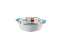 SONGYL-20249 Plat à cocotte Four circulaire en céramique à double oreille de 1000ml avec plaque cuisson, salade riz au fromage cuit four, assiette ouverture profonde Plaques de four(Blue)