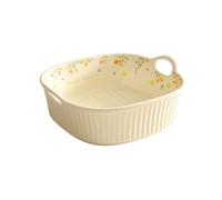 SONGYL-20249 Plat à cocotte Plaque de cuisson au four domestique, bol fromage en céramique haute température, assiette à dîner grande capacité Plaques de four(Beige)