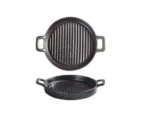 SONGYL-20249 Plat à cocotte Plaque de cuisson en céramique à double oreille, assiette steak occidentale, four micro-ondes, ustensiles, 25,5 x 21 4 cm Plaques de four(Noir)