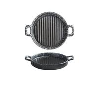 SONGYL-20249 Plat à cocotte Plaque de cuisson en céramique à double oreille, assiette steak occidentale, four micro-ondes, ustensiles, 25,5 x 21 4 cm Plaques de four(Grigio)