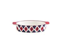 SONGYL-20249 Plat à cocotte Plaque de cuisson ovale en céramique 420ML, poêle à riz cuite au fromage, assiette Spaghetti créative, four Double oreilles, légumes Plaques de four(Red)