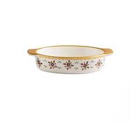 SONGYL-20249 Plat à cocotte Plaque de cuisson ovale en céramique 420ML, poêle à riz cuite au fromage, assiette Spaghetti créative, four Double oreilles, légumes Plaques de four(Orange)