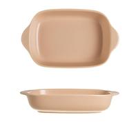 SONGYL-20249 Plat à cocotte Plat de cuisson carré en céramique colorée à double poignée for la maison, vaisselle, bol riz cuit au four for salade Plaques de four(Bruin)