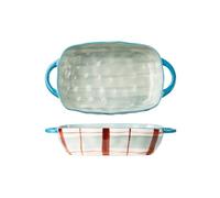SONGYL-20249 Plat à cocotte Plat de cuisson en céramique grande capacité 560ML, à domicile, bol riz, salade, assiette soupe Plaques de four(Blue,1830ml)