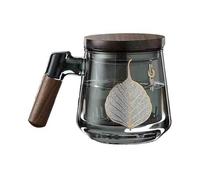 SONGYL-20249 Verres à boire Mug à thé en verre avec infuseur et couvercle, tasse borosilicate de 450 ml anse noyer for vrac(Grigio)