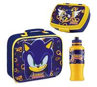 Sonic The Hedgehog Lunch Box Enfant Ensemble 3 Pcs Sac Isotherme Repas Enfant Boite à Gouter et Gourde Enfant Dejeuner Gouter Pique Nique Accessoires Officiels