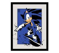 Sonic The Hedgehog - Poster encadré (40 cm x 30 cm) (Bleu/Gris/Noir)