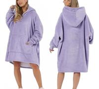 Sonive Plaid à Manches, Hoodie Surdimensionné Certifié Oeko-Tex 100, Plaid Portable Doux en Microfibre, Sweatshirt à Capuche, Cadeau Mixte, Violet