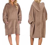 Sonive Plaid à Manches, Hoodie Surdimensionné Certifié Oeko-Tex 100, Plaid Portable Doux en Microfibre, Sweatshirt à Capuche, Cadeau Mixte, Marron