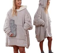 Sonive Plaid à Manches, Hoodie Surdimensionné Certifié Oeko-Tex 100, Plaid Portable Doux en Microfibre, Sweatshirt à Capuche, Cadeau Mixte, Blanc