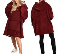 Sonive Plaid à Manches, Hoodie Surdimensionné Certifié Oeko-Tex 100, Plaid Portable Doux en Microfibre, Sweatshirt à Capuche, Cadeau Mixte, Bordeaux