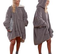Sonive Plaid à Manches, Hoodie Surdimensionné Certifié Oeko-Tex 100, Plaid Portable Doux en Microfibre, Sweatshirt à Capuche, Cadeau Mixte, Gris Violet