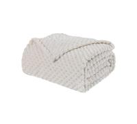 Sonive Plaid Flanelle à Motif Jacquard 150x200cm, Doux et Moelleux, Blanc