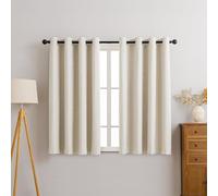 Sonive Rideaux Occultants 100%, Lot de 2 avec Œillets, H137 x L145 cm, Rideaux Jacquard Thermiques pour Chambre, Salon Beige