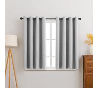 Sonive Rideaux Occultants 100%, Lot de 2 avec Œillets, H137 x L145cm | Rideaux Aspect Lin Thermiques pour Chambre, Salon Gris