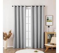 Sonive Rideaux Occultants 100%, Lot de 2 avec Œillets, H250 x L145cm | Rideaux Aspect Lin Thermiques pour Chambre, Salon Gris
