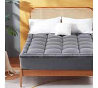 Sonive Surmatelas Double 135 x 190 cm, surmatelas matelassé épais pour lit Double, Super Doux, avec Poche très Profonde de 38 cm, qualité hôtelière, Gris