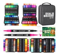 Sonlaryin 144 Couleur Feutres Coloriage Adulte Double Pointe Fine & Pinceau | Feutre Coloriage pour Dessin, Croquis, Coloriage, Manga, Mandala, Création Artistique, Feutre Aquarelle avec Malette