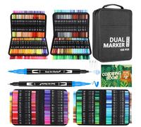 Sonlaryin Feutres Coloriage Adulte, 168 Stylos à Colorier Stylos Pinceaux à Double Pointe Pinceaux Marqueurs d'art Calligraphie Lettrage Feutre pour Coloriage, Dessin, Création Artistique