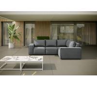 SONNE : coin salon de jardin pour terrasse, module en tissu, gris, gauche