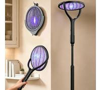 Sonnenspark 4 en 1 Tapette à mouches électrique extra forte, tapette à mouches électrique de 2800V avec manche rotatif à 360° et télescopique, tapette à mouches électrique avec lumière UV pour la