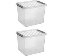 Sonnenwaren Q -Linie Storagebox Transparent/Gris 52 litres - Set de 2 pièces